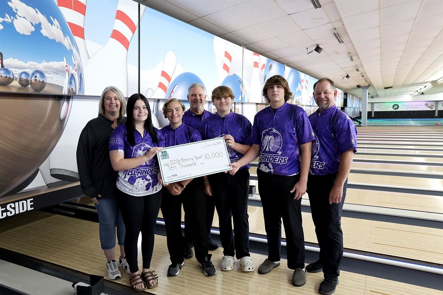 GISH Bowling Teams with a $10,000 check grant from Dick's Sporting Goods.